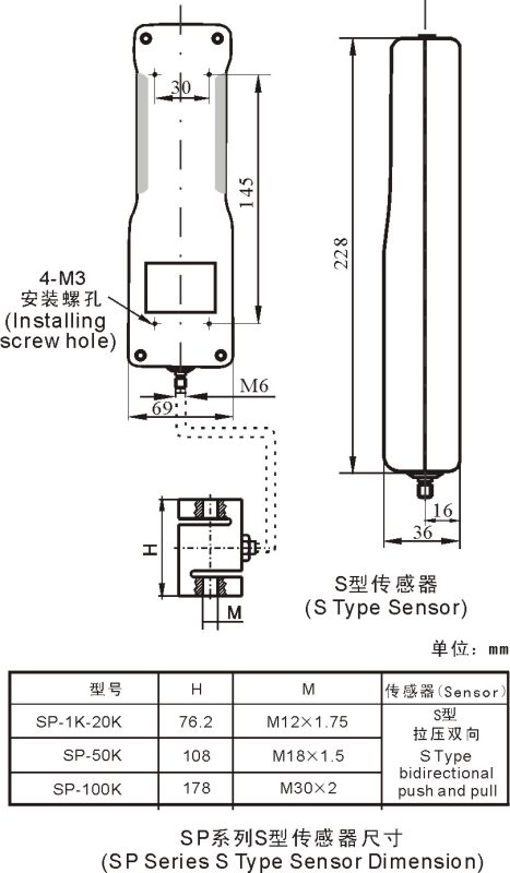 SP S Type Diagram Push Pull Force Gauge EgeRate Elektronik